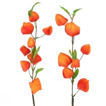 Artikel Konstgjord blomma orange lykta blomma Physalis dekorativa sidenblommor 93cm 2st