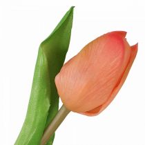 Artikel Konstgjord blomma Tulip Peach Real Touch vårblomma H21cm