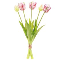 Artikel Konstgjord blombukett 5 papegojtulpaner Konstgjorda tulpaner 40cm