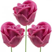 Artikel Konstgjorda rosor fuchsia vax rosor dekorativa rosor vax Ø6cm 18 st