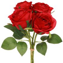 Artikel Konstgjorda Rosor Röda Rosor Dekoration Blomma Ø6cm H6cm L50cm 4 st