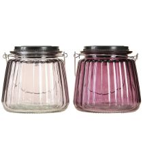 Artikel LED Trädgårdsljus Glas Solar för Hängande Lila Ø10,5cm 2st