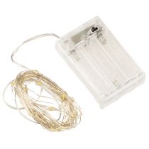 Artikel LED-ljusslinga, 50 lampor, batteridriven, 5m, varmvit