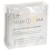Artikel LED-ljusslinga, 50 lampor, batteridriven, 5m, varmvit