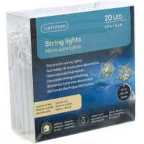 Artikel LED ljuskedja stjärnor mikro LED timer inuti vit 1,90m