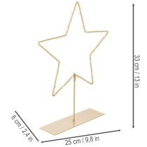 Artikel Stjärna med 50 lysdioder, bordsdekoration i metall, batteridriven, för inomhusbruk, 33 cm