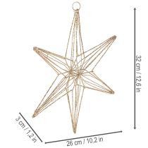 Artikel Dekorativ LED-stjärna av tråd för upphängning, för inomhusbruk, 32 cm