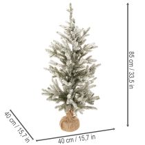 Artikel Konstgjord julgran med snö i jutepåse, 40 lysdioder, för inomhusbruk, 85 cm