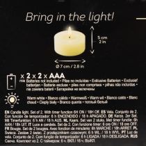 Artikel LED-värmeljus, varmvitt, flimrande effekt och timer, äkta vax, batteridriven, 7 cm, 2 stycken