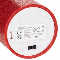 Artikel LED-blockljus av äkta vax i rött med timer och varmvitt ljus, 12 cm