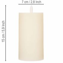 Artikel LED-blockljus av äkta vax i vitt med timerfunktion, varmvitt, 15 cm