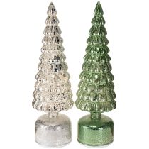 Artikel LED julgran roterande grön silver H34cm 2 st
