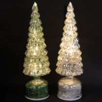 Artikel LED julgran roterande grön silver H34cm 2 st