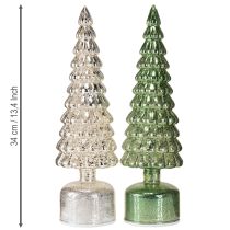 Artikel LED julgran roterande grön silver H34cm 2 st