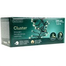 Artikel LED-ljusslinga, 144 stycken, svarta, varmvita, för utomhusbruk, 1,2 m