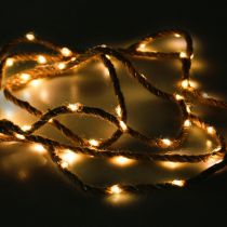 LED fairy lights batteri juteband varmvit L295cm