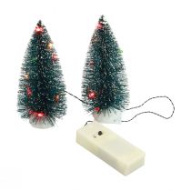 LED julgran mini konstgjord för batteri 16cm 2st