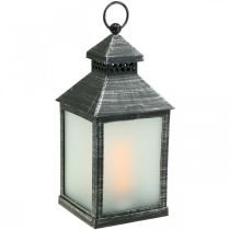 LED-lykta med Timer Deco Lantern Vintage Silver H23cm