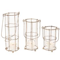Artikel Trädgårdslykta, metallvindlampa Ø8,5 cm H23/18,5/14,5 cm 3-delat set