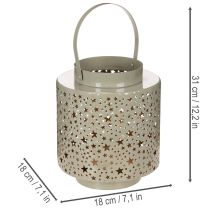 Artikel Lykta med stjärnmönster, metall, grön, 31 cm