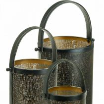 Artikel Dekorativa lyktor, lykta metallhålmönster H35,5/31/25cm set om 3