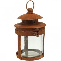 Artikel Metalllykta med patina, sommardekoration, lykta av metallrost H18cm Ø10cm