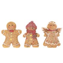 Artikel Konstgjord pepparkaksgubbe dekorationsfigur, 8 cm, 3 stycken