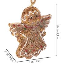 Artikel Dekorativa hängande ornament, konstgjorda pepparkaksfigurer, 7 cm, 3 stycken