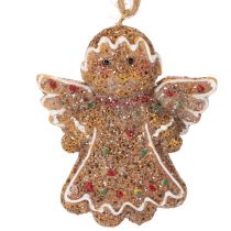 Artikel Dekorativa hängande ornament, konstgjorda pepparkaksfigurer, 7 cm, 3 stycken