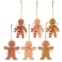Artikel Pepparkaksgubbedekoration för upphängning träfiber blandat 8 cm 12 st