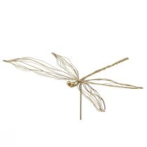 Artikel Dragonfly metall dekorativ blomplugg sommar guld B28cm 2st