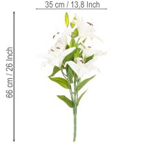 Artikel Konstgjorda liljor, 6 vita blommor, realistisk blommande gren, 66 cm