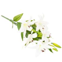 Artikel Konstgjorda liljor, 6 vita blommor, realistisk blommande gren, 66 cm