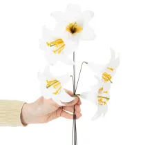Artikel Konstgjord lilja, vit, på tråd, medelstor, 35 cm, 5 stycken