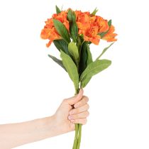 Artikel Konstgjord Alstroemeria Orange blomma, konstgjord bukettdekoration, 75 cm, 3 stycken