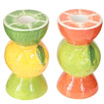 Artikel Lime och citron dekorativ ljusstake keramik H10,5cm 2st