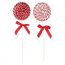 Artikel Lollipop juldekoration röd vit lolly skum H30cm 2st