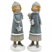 Artikel Deco figurer vinter barn figurer tjejer H14,5cm 2st