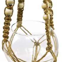 Makrame hängkorg glasvas rund hängande dekoration Ø13cm H75cm