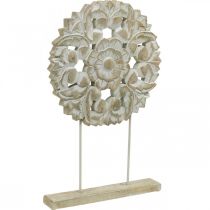 Blommandala, trädekoration att placera, sommardekoration, bordsdekoration shabby chic naturlig, vit H54,5cm Ø34cm