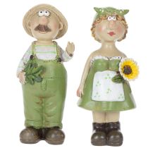 Artikel Dekorativa figurer av ett bondepar, rolig vardagsrums- och sommardekoration för inomhusbruk, 17 cm, 2 stycken