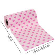 Artikel Manschettpapper med hjärtmotiv, rosa, 25 cm, 100 m