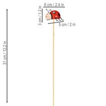 Artikel Nyckelpiga trädgårdspålar, dekoration för vår och sommar, blomsterdekoration, 31 cm, 4 stycken