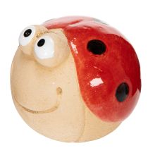 Artikel Nyckelpiga dekorativ keramikfigur för glad trädgårdsdekoration och fönsterbrädor, 7 cm, 3 stycken