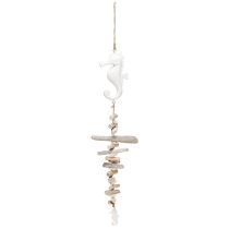 Artikel Maritim dekoration Garland Drivvedsskal Seahorse Vit 55cm