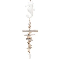 Artikel Maritim dekoration Garland Drivvedsskal Seahorse Vit 55cm