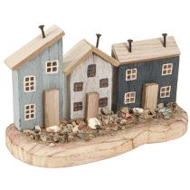 Artikel Maritime dekorativa hus trä fiskeläge blå vit 26×16×10cm