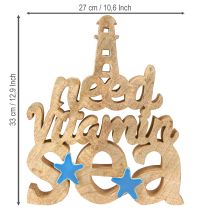 Artikel Maritim trädekoration ”Jag behöver vitamin hav” mangoträ 27×33cm