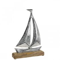 Maritim dekoration, dekorativ segelbåt i metall, dekorativt skepp H16,5cm