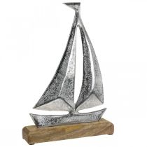 Maritim dekoration, dekorativ segelbåt i metall, dekorativt skepp H26cm